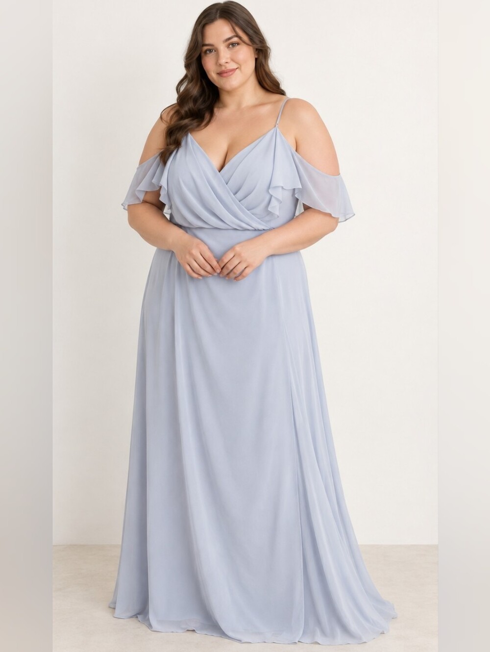 Birdy Grey Jane Devin Chiffon Maxi 1X Dove Gray Bridesmaid